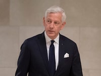 Canada's Ambassador to China Dominic Barton makes his way to a committee room to appear before the House of Commons committee on Canada-China relations in Ottawa, Wednesday, February 5, 2020. THE CANADIAN PRESS/Adrian Wyld