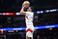 <p>The Toronto Raptors have offered no comment on media reports that backup centre Jontay Porter is part of an investigation for gambling. Porter attempts a 3-point shot during the second half of an NBA basketball game against the Orlando Magic<i>, in Orlando, Fla.</i>, Sunday, March 17, 2024. THE CANADIAN PRESS/AP-Phelan M. Ebenhack</p>