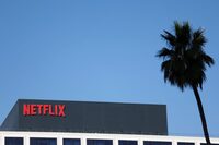A Netflix logo outside its Los Angeles office on Oct. 17.