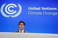 FILE PHOTO: Canada's Prime Minister Justin Trudeau participates at the Global Methane Pledge event during the UN Climate Change Conference (COP26) in Glasgow, Scotland, Britain, November 2, 2021. REUTERS/Kevin Lamarque/File Photo