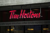 Tim Hortons signage is pictured in Ottawa on Wednesday Sept. 7, 2022. THE CANADIAN PRESS/Sean Kilpatrick