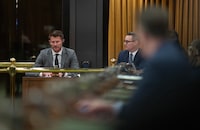 Members of Parliament look on as GC Strategies partner Kristian Firth answers questions after being admonished in the House of Commons, Wednesday, April 17, 2024 in Ottawa.  THE CANADIAN PRESS/Adrian Wyld