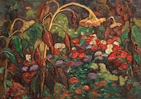 Sketch after The Tangled Garden, n.d. 
oil on paperboard
Collection of the Vancouver Art Gallery