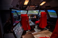 MONTREAL, Que. (08/12/2020) â€" The interior of a CAE flight simulator during a press tour at the CAE factory in Montreal, Que. on Aug. 12, 2020.  (Andrej Ivanov/The Globe and Mail)