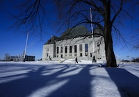 The Supreme Court of Canada is pictured in Ottawa on Friday, March 3, 2023. Canada's highest court has overturned a British Columbia high court ruling and restored two voyeurism convictions against a former Metro Vancouver minor hockey coach. THE CANADIAN PRESS/Sean Kilpatrick