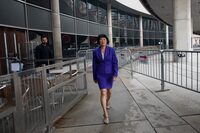 Olivia Chow, Mayor Elect  for the city of Toronto, holds a press conference outside city hall on June 27, 2023. (Fred Lum/The Globe and Mail)