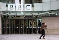 The headquarters of the British Broadcasting Corporation (BBC) are pictured in London on March 11, 2023. - The BBC's sport service was in meltdown on Saturday after pundits and commentators refused to work in support of presenter Gary Lineker, who was forced to "step back" after accusing the government of using Nazi-era rhetoric. Match of the Day presenter Lineker, England's fourth most prolific goalscorer, sparked an impartiality row by criticising the British government's new policy on tackling illegal immigration. (Photo by Susannah Ireland / AFP) (Photo by SUSANNAH IRELAND/AFP via Getty Images)