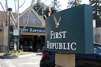 OAKLAND, CALIFORNIA - MARCH 16: A sign is posted in front of a First Republic Bank office on March 16, 2023 in Oakland, California. A week after Silicon Valley Bank and Signature Bank failed, First Republic Bank is considering a sale following a dramatic 60 percent drop in its stock price over the past week. The bank also received $70 billion in emergency loans from JP Morgan Chase and the Federal Reserve. (Photo by Justin Sullivan/Getty Images)