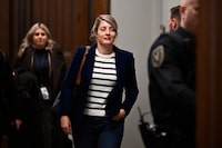 Minister of Foreign Affairs Melanie Joly leaves after a meeting of the Liberal Women's Caucus, on Parliament Hill in Ottawa, on Wednesday, Jan. 24, 2024. THE CANADIAN PRESS/Justin Tang