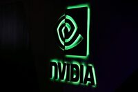 FILE PHOTO: A NVIDIA logo is shown at SIGGRAPH 2017 in Los Angeles, California, U.S. July 31, 2017.  REUTERS/Mike Blake/File Photo