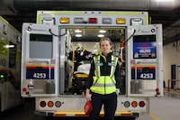 Ottawa paramedic Logan Martin posed for a photo at paramedic HQ March 26, 2024 in Ottawa. She spear headed the way paramedic respond to the mental health/drug crisis.   Dave Chan/The Globe and Mail