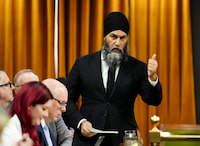 NDP leader Jagmeet Singh rises during question period in the House of Commons on Parliament Hill in Ottawa on Monday, March 18, 2024. THE CANADIAN PRESS/Sean Kilpatrick