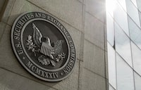 FILE - The seal of the U.S. Securities and Exchange Commission is seen at SEC headquarters, June 19, 2015, in Washington. An auditing firm hired by Trump Media and Technology Group just 37 days ago was busted by the Securities and Exchange Commission for “massive fraud” — though not for any work it performed for former President Donald Trump’s media company. (AP Photo/Andrew Harnik, File)