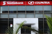 Facade of Scotiabank Colpatria bank is seen in Bogota, Colombia, February 15, 2020. REUTERS/Luisa Gonzalez/File Photo