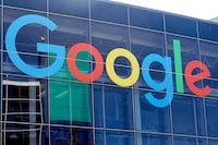 FILE -- A sign is shown on a Google building at their campus in Mountain View, Calif., on Sept. 24, 2019. On Friday, April 12, 2024, Google announced it was testing removing links to California news websites from some people's search results. The search giant said it was preparing in case the Legislature passed a bill requiring it to pay media companies a fee for linking to its content. (AP Photo/Jeff Chiu, File)