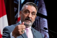 Minister of Municipal Affairs and Housing and Government House Leader Paul Calandra speaks to reporters in Toronto, on Thursday, Sept. 7, 2023. THE CANADIAN PRESS/Spencer Colby