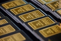 Gold bars are pictured on display at Korea Gold Exchange in Seoul, South Korea, August 6, 2020.