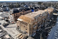 Townhouses under construction are seen in a subdivision in King City, Ontario, Canada April 2, 2023. REUTERS/Chris Helgren