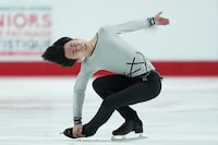 Wesley Chiu performs during the men's free program at the Canadian Figure Skating Championships in Oshawa, Ont., on Saturday, January 14, 2023. THE CANADIAN PRESS/Nathan Denette
