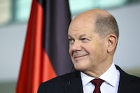 German Chancellor Olaf Scholz attends a press conference during the "Compact with Africa" investment summit in Berlin, Germany, November 20, 2023.  REUTERS/Liesa Johannssen