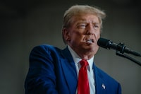 Former President Donald Trump speaks at a campaign event in Green Bay, Wis., on April 2, 2024. “The absence of any prosecutions of former presidents until this case does not reflect the understanding that presidents are immune from criminal liability,” the special counsel Jack Smith wrote of Trump. (Jamie Kelter Davis/The New York Times)