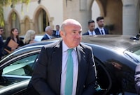 European Central Bank (ECB) Vice-President Luis de Guindos arrives at the Presidential Palace for a meeting with Cyprus President Nikos Christodoulides in Nicosia, Cyprus, October 4, 2023. REUTERS/Yiannis Kourtoglou/File Photo