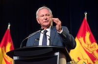 New Brunswick Premier Blaine Higgs delivers the State of the Province speech in Fredericton, N.B. on Thursday, January 25, 2024. THE CANADIAN PRESS/Stephen MacGillivray