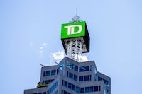 A sign for Toronto-Dominion Bank in Toronto on Dec. 13, 2021.