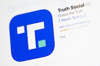 The download screen for Truth Social app is seen on a laptop computer, Wednesday, March 20, 2024, in New York. Shareholders vote Friday on a deal to merge Trump Media & Technology Group, which runs Truth Social, and Digital World Acquisition Corp. — a special-purpose acquisition company, or SPAC., also referred to as a blank check company. (AP Photo/John Minchillo)