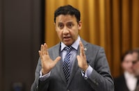 Minister of Justice and Attorney General of Canada Arif Virani rises during Question Period in the House of Commons on Parliament Hill, in Ottawa, Thursday, April 18, 2024. THE CANADIAN PRESS/Patrick Doyle