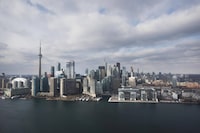 The Toronto skyline as seen from an inbound Porter airlines flight from Quebec City on Feb. 4, 2017.
