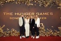 Soccer players Ann-Katrin Berger, Jessica Carter, Bethany England and Stephanie Williams attend the world premiere of the movie "Hunger Games: The Ballad of Songbirds and Snakes", in BFI IMAX, London, Britain, November 9, 2023. REUTERS/Maja Smiejkowska