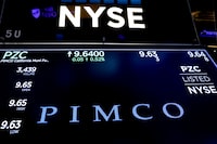 Ticker and trading information for Pacific Investment Management Co. (PIMCO) are displayed on a screen at the New York Stock Exchange (NYSE) in New York, U.S., April 5, 2018