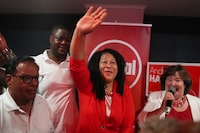 Liberal candidate Andrea Hazell attends her celebration party after winning the Scarborough-Guildwood Ontario provincial byelection, in Scarborough, on Thursday, July 27, 2023. THE CANADIAN PRESS/Chris Young
