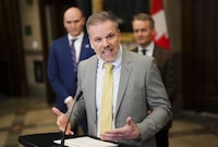 Minister of Health Mark Holland speaks to reporters in the foyer of the House of Commons on Parliament Hill in Ottawa on Wednesday, Jan. 31, 2024. THE CANADIAN PRESS/Sean Kilpatrick