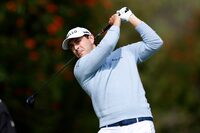 Patrick Cantlay tees off on the fourth hole during the second round of the Genesis Invitational golf tournament at Riviera Country Club Friday, Feb. 16, 2024, in the Pacific Palisades area of Los Angeles. (AP Photo/Ryan Kang)