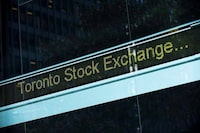 A Toronto Stock Exchange ticker is seen at The Exchange Tower in Toronto on Thursday, August 18 2011.