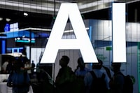 An AI (Artificial Intelligence) sign is seen at the World Artificial Intelligence Conference (WAIC) in Shanghai, China July 6.