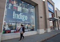 An Indigo bookstore is seen Wednesday, November 4, 2020  in Laval, Que. Shares of Indigo Books & Music Inc. were up more than 50 per cent in early trading after it received a proposal to take the retailer private from a pair of companies owned by controlling shareholder Gerald Schwartz.