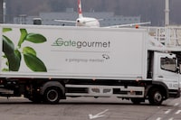 A truck of the Gate Gourmet division of airline caterer Gategroup is seen at their facility at Zurich Airport in Kloten, Switzerland March 26, 2018.    REUTERS/Arnd Wiegmann