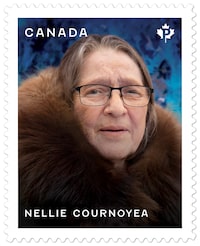 A stamp bearing the portrait of Nellie Cournoyea is seen in an undated handout photo. The first Indigenous woman to lead a provincial or territorial government in Canada is being honoured with a new stamp. Canada Post says it has unveiled a stamp in honour of Cournoyea, known as a champion of her people in Canada's western Arctic. THE CANADIAN PRESS/HO-Canada Post, *MANDATORY CREDIT*