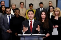 Canada's Minister of Justice and Attorney General of Canada Arif Virani speaks about the Online Harms Act during a press conference on Parliament Hill in Ottawa, Ontario, Canada February 26, 2024. REUTERS/Blair Gable
