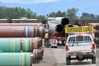 FILE PHOTO: A pipe yard servicing government-owned oil pipeline operator Trans Mountain is seen in Kamloops, British Columbia, Canada June 7, 2021.   REUTERS/Jennifer Gauthier/File Photo