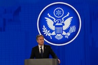 United States Secretary of State Antony Blinken speaks at the RSA Conference in San Francisco, Monday, May 6, 2024. (AP Photo/Jeff Chiu)