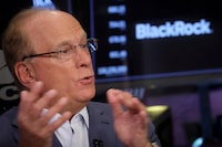 Larry Fink, chairman and CEO of BlackRock, speaks during an interview with CNBC on the floor of the New York Stock Exchange (NYSE) in New York City, U.S., April 14, 2023.