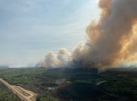 An out-of-control wildfire in northeastern British Columbia has triggered the province's first evacuation of this year's fire season. A wildfire burns in the Peace River Regional District of British Columbia in a May 5, 2023, handout photo. THE CANADIAN PRESS/HO-BC Wildfire Service *MANDATORY CREDIT*