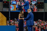 FILE Ñ Gov. Kristi Noem of South Dakota introduces former President Donald Trump during a campaign event in Rapid City, S.D., Sept. 8, 2023. Noem defends her story of killing her dog, but not everyone in her home state does. (Jamie Kelter Davis/The New York Times)