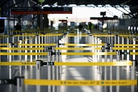 The empty take off hall is seen during an all-day strike of security staff demanding an increase in wages called by German union Verdi at Konrad Adenauer Airport in Cologne, Germany, March 14, 2024. REUTERS/Jana Rodenbusch/File Photo