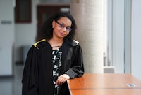Anthaea-Grace Patricia Dennis poses for a portrait at the University of Ottawa in Ottawa on Friday, June 2, 2023.&nbsp;The 12-year-old is graduating from the University of Ottawa's biomedical science program, and setting a record in the process. THE CANADIAN PRESS/Sean Kilpatrick