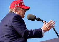 Republican presidential candidate and former President Donald Trump speaks at a campaign rally Saturday, March 16, 2024, in Vandalia, Ohio. (AP Photo/Jeff Dean)